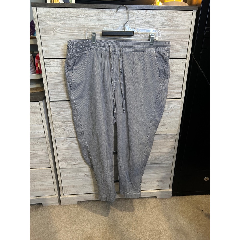 Gap Easy Pant Blue White Striped Elastic Waist Drawstring Trousers XL